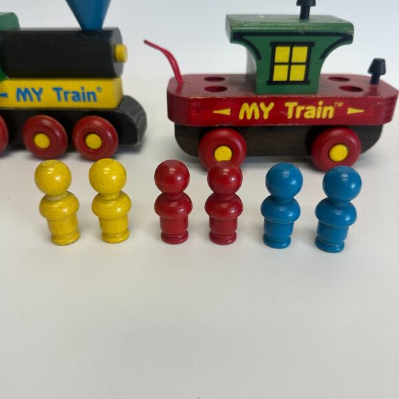 VTG My Train Montgomery Schoolhouse Vermont Wooden Trainset 3 Cars 6 People - Picture 6 of 12